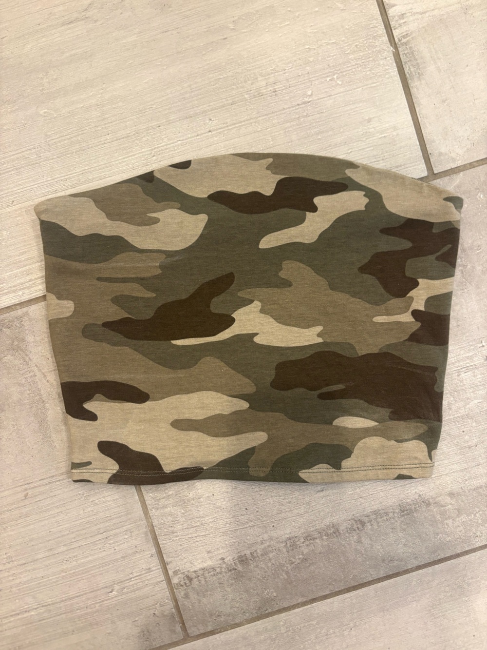 Garage Camo Print tube crop top Olive